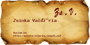 Zsinka Valéria névjegykártya